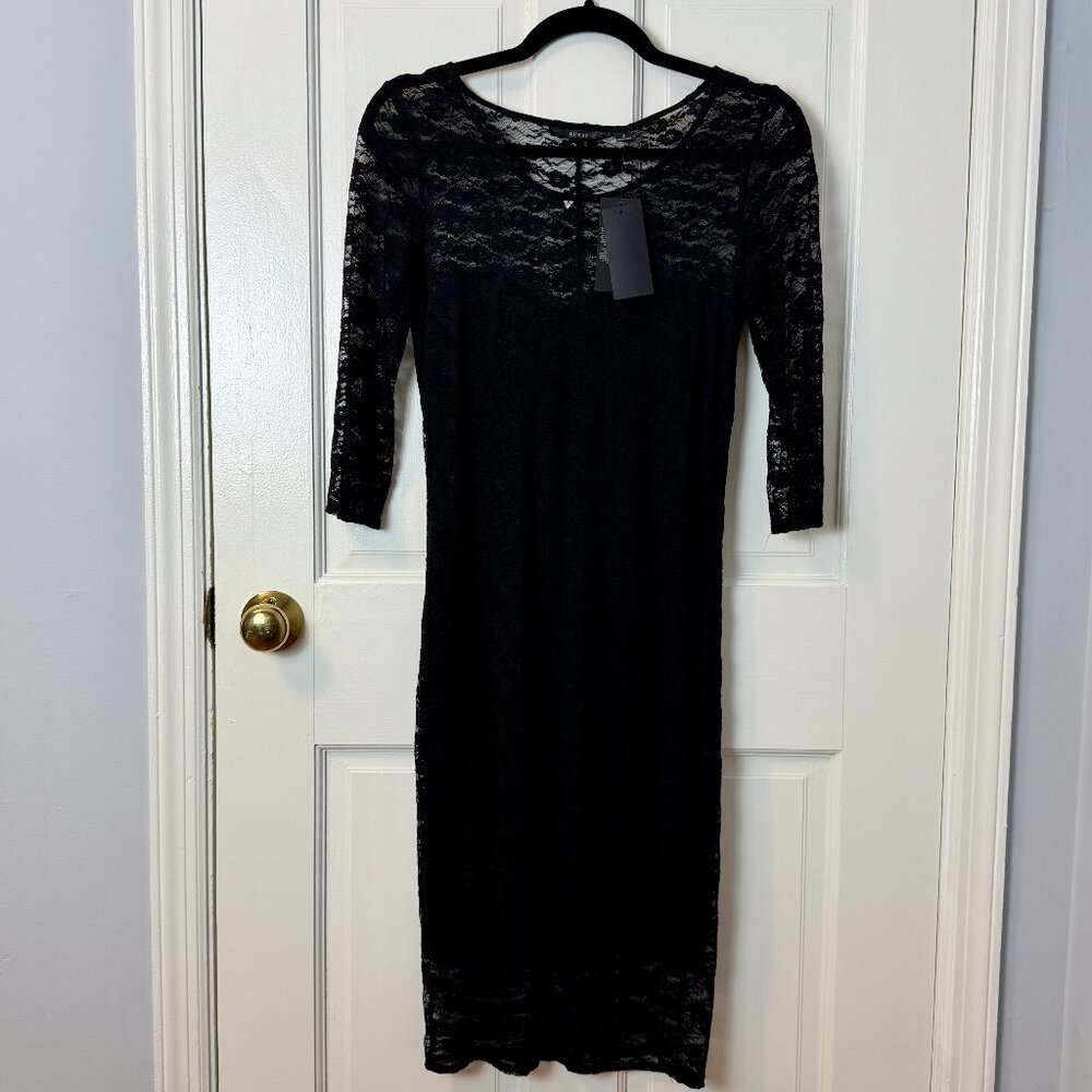 NWT Libre By GUESS Lined Black Lace Dress, S